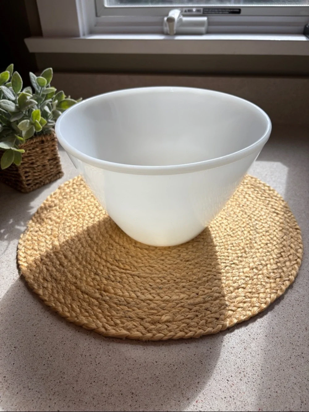 Vintage Fire King Milk Glass Oven Ware Splash Proof Mixing Bowl - 9.5 x 6